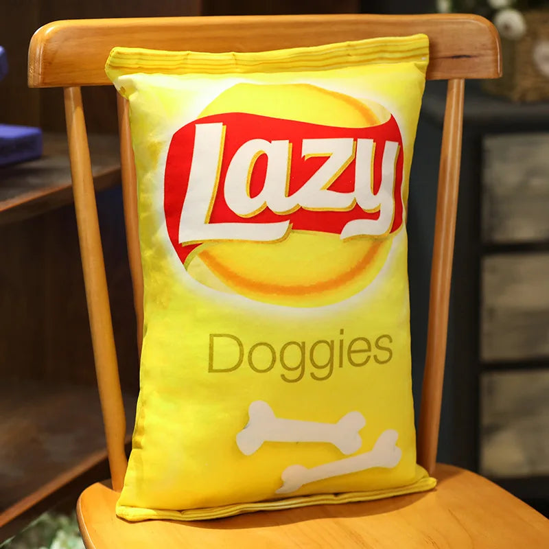 Creative Lifelike Snacks Plush Pillow Simulation Cat Dog Food Potato Chips Cookie Lifelike Food Snack Cushion Plushie Props Gift