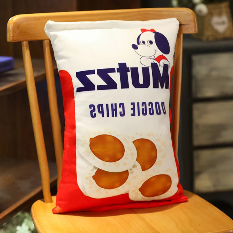 Creative Lifelike Snacks Plush Pillow Simulation Cat Dog Food Potato Chips Cookie Lifelike Food Snack Cushion Plushie Props Gift