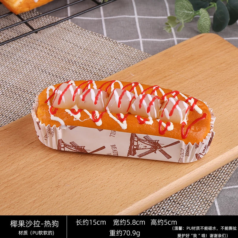 Fake Bread Hot Dog Sandwich Model Food Fake Orange Bread Toy Bakery Window Display Ornaments Simulation Home Decor Decoration