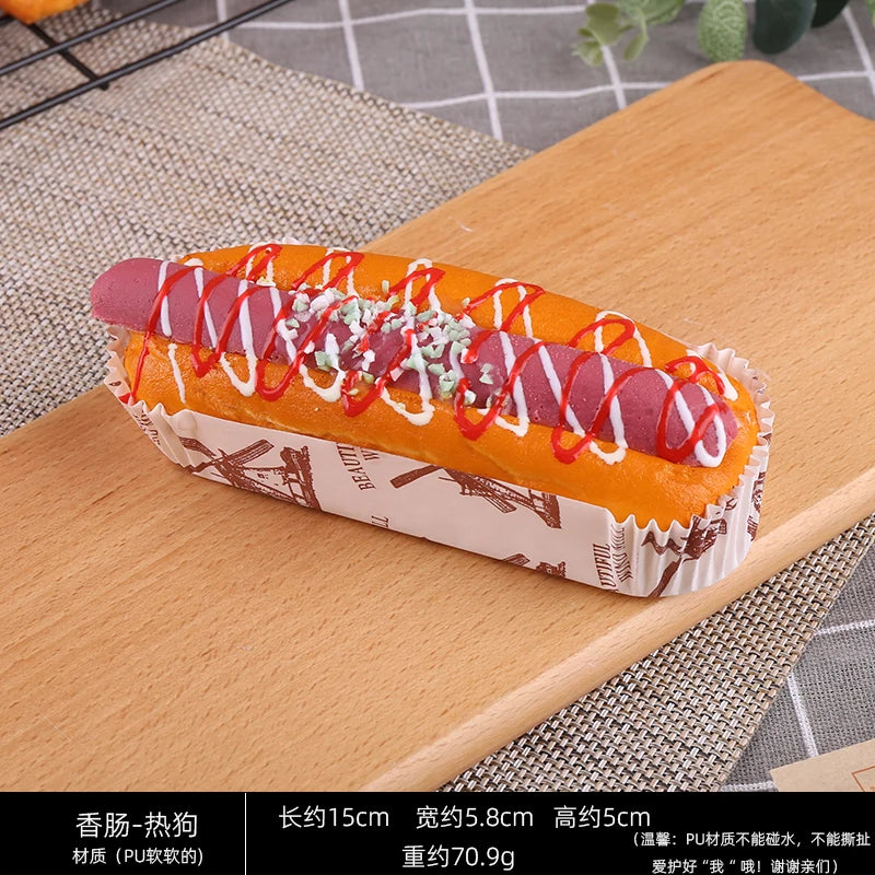 Fake Bread Hot Dog Sandwich Model Food Fake Orange Bread Toy Bakery Window Display Ornaments Simulation Home Decor Decoration
