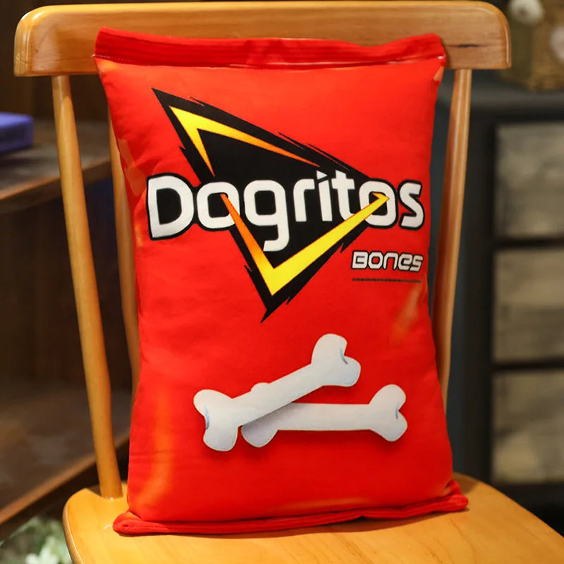 Creative Lifelike Snacks Plush Pillow Simulation Cat Dog Food Potato Chips Cookie Lifelike Food Snack Cushion Plushie Props Gift